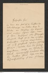 Nachlass Franz Steindachner, Brief von Karl von Sandberger an Franz Steindachner (11.02.1875), Inv.Nr. 433.01, Seite 1
